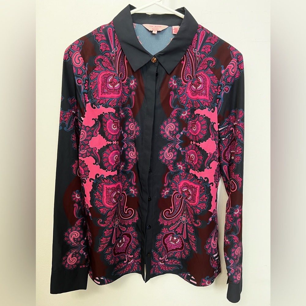 Ted Baker London Navy & Pink Paisley Button-down Shirt